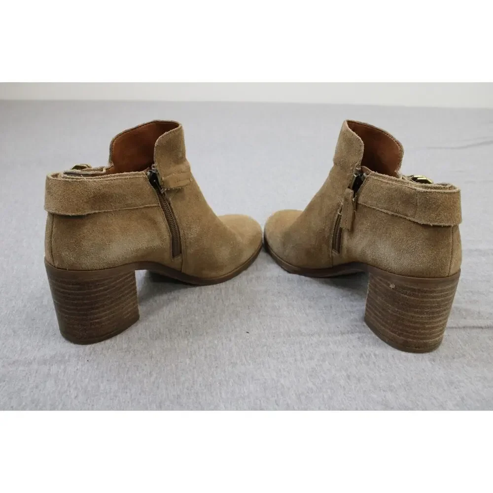 Franco Sarto Booties Womens Size US 7M Tan‎ Leather Side Zipper Ankle A-Matisse